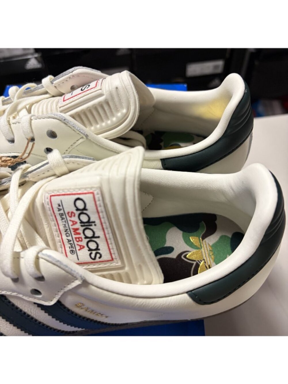 size 8.5 adidas Samba BAPE  World Cup Men's Leather Sneaker White Green Soccer - Picture 7 of 9